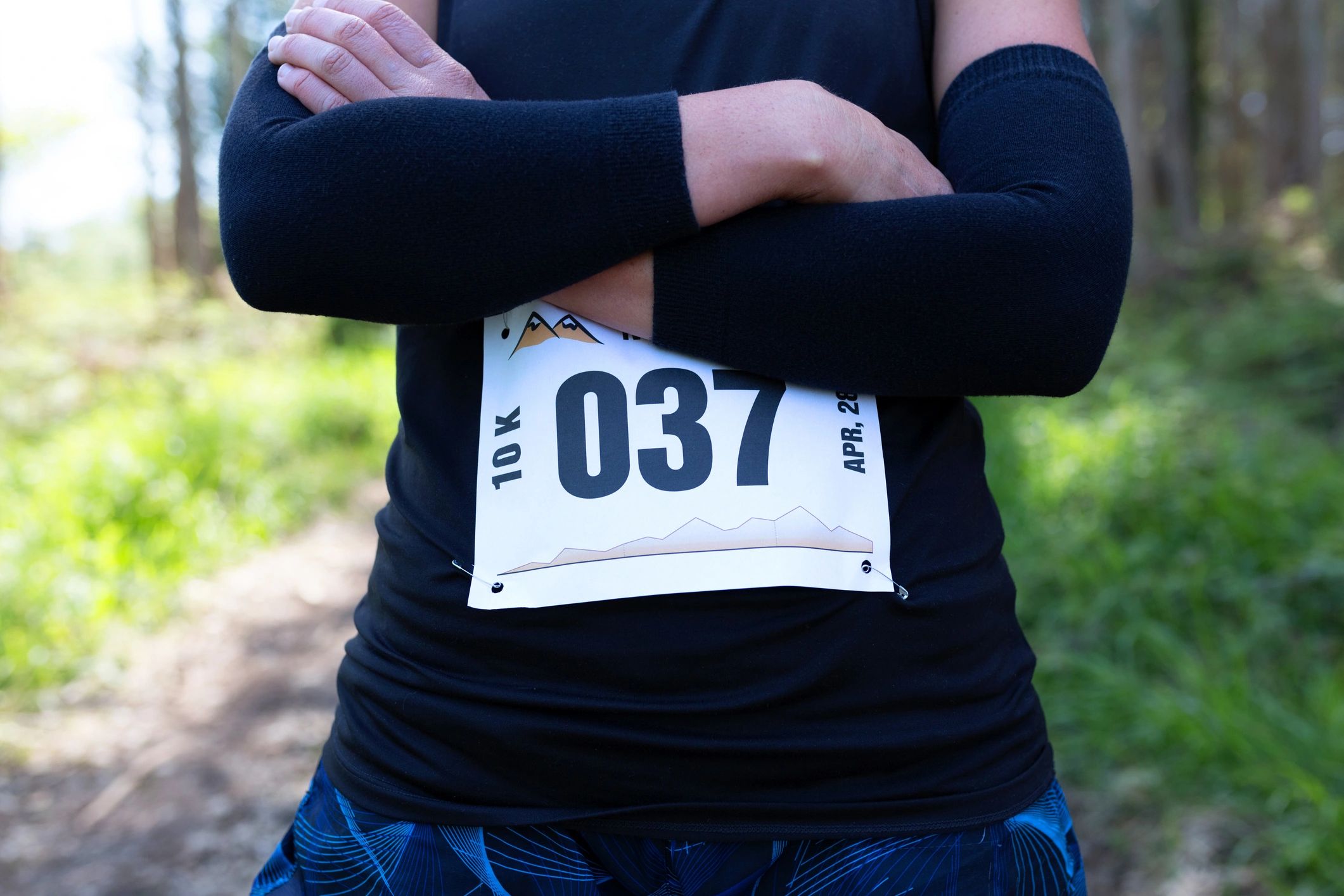 Runner bib number on an athlete