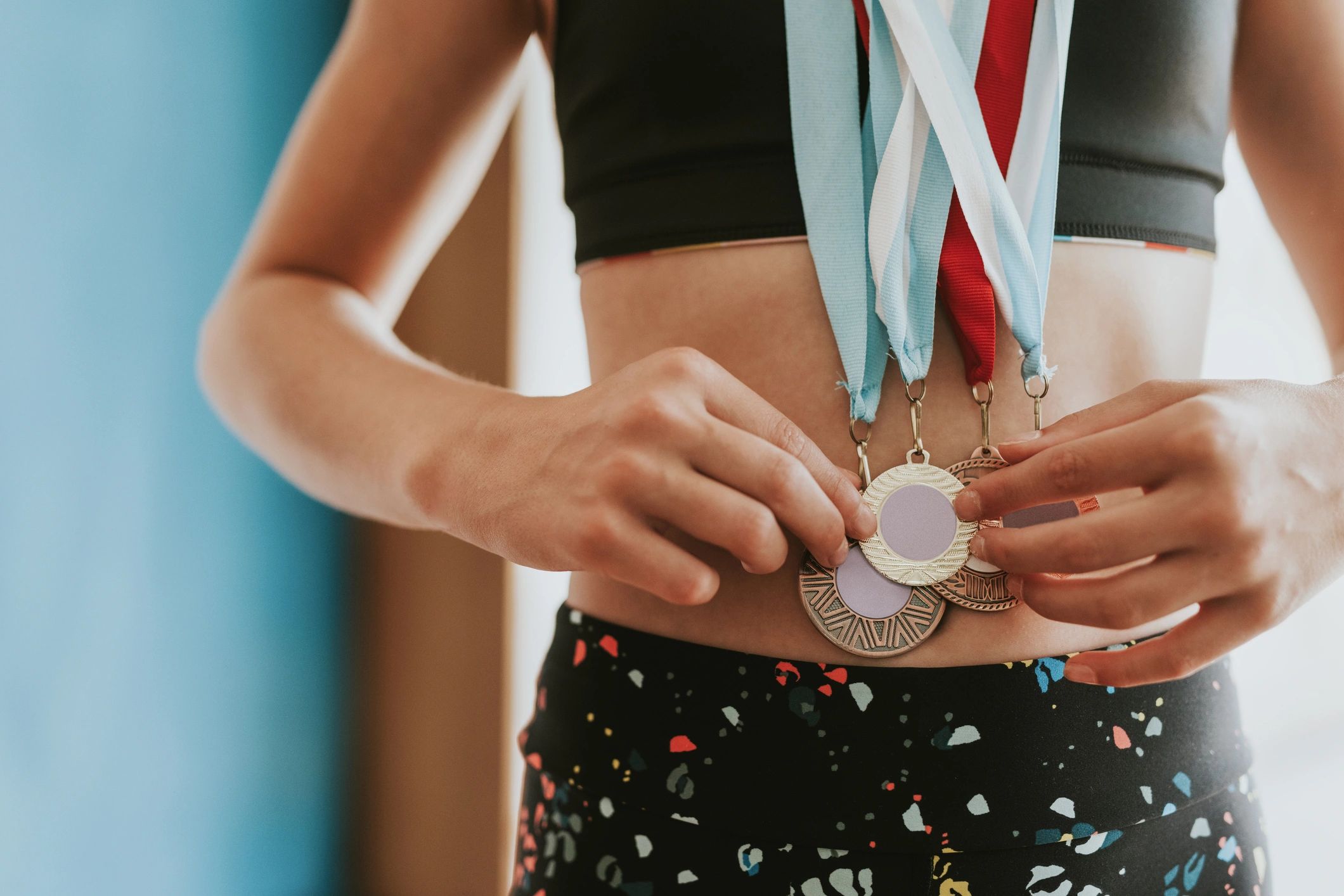 Finisher medals close-up