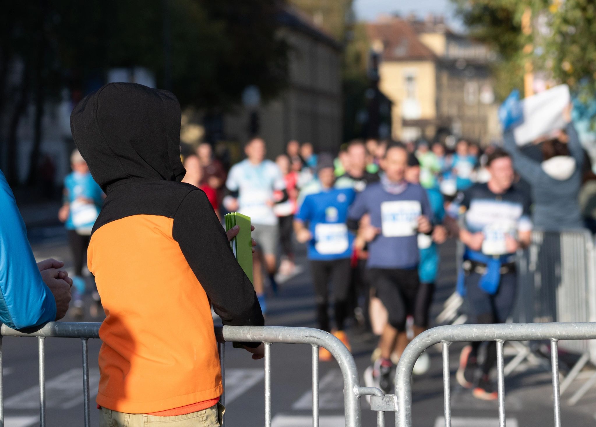 Runners on a city route during a marathon